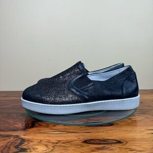 DAVID TATE Valentina Metallic Slip-On Sneaker - Black / Rose Leather